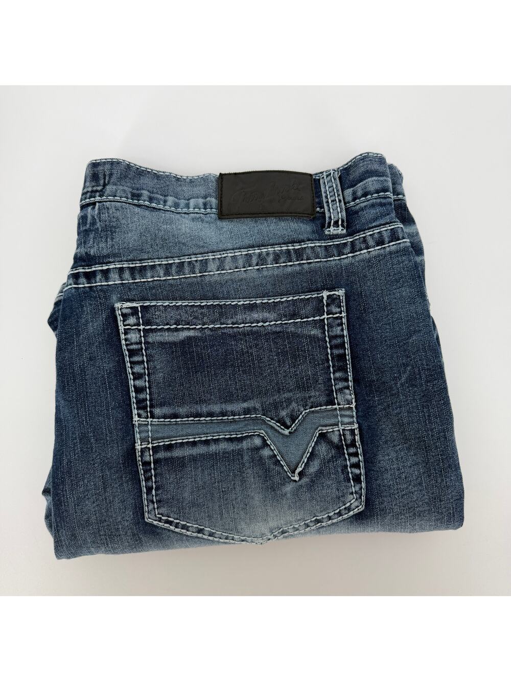 True Luck Mens Jeans‎ Size 42X30 Blue Mid-Rise Embroidered 5 Pockets